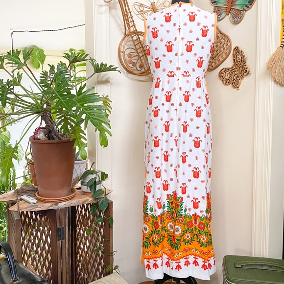 Vintage 70s Maxi Dress Folk Print - Picture 3 of 8